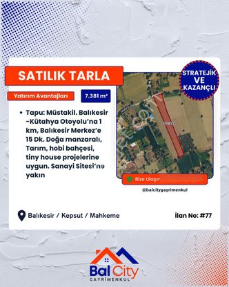 Balıkesir Kepsut Mahkeme Mah. Şehrin Dibi İmara Sınır Tarla!