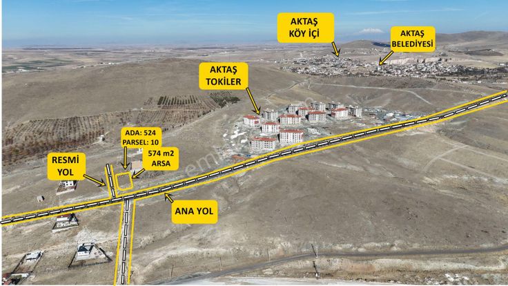 E.gökal Aktaş Cumhuriyet Toki Yanı ! Ana Yola Cephe 574 M2 Arsa