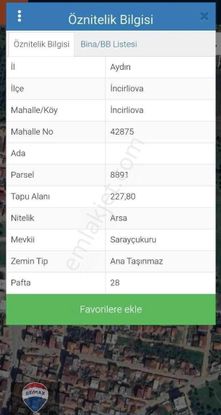 Aydın İncirliovada 5 Kat İmarlı Arsa