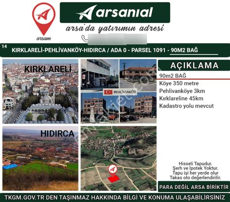 Kırklareli-pehlivanköy-hıdırca 90m2 Bahçe