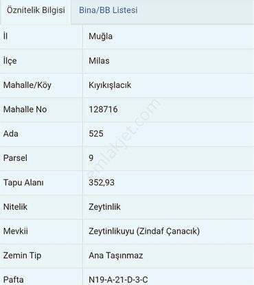 Eu Gayrimenkul'den Milas Kıyıkışlacıkta Villaların Dibinde Denize 135 Metre Mesafede Zeytinlik
