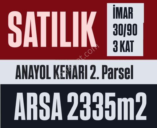 Ayrancılarda 2335m2 İmarlı Arsa / Anayola 2ci Sırada 30/90 3 Kat