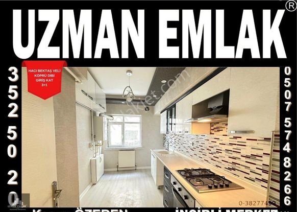 Uzman Emlak Ofisin'den Hacı Bektaş Veli Köprü Dibi Giriş Full Yapılı 3+1 Daire