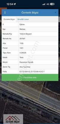Arda Emlak Ofisinden Kapıkule Yolu Üzeri Hızlı Tren Hattı Yanında İçinde Evi Ahı Bulunan Tarla