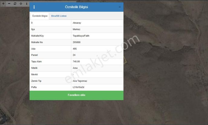 Aksaray Topakkaya Fatihde 740 M² Satılık Kupon Arsa