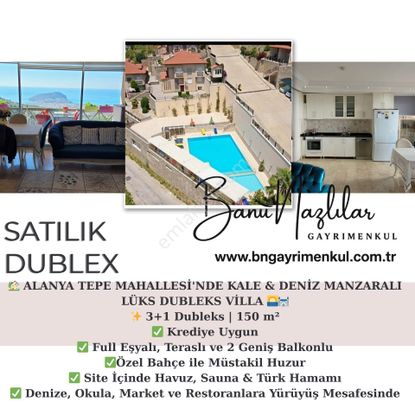 Alanya Tepe Mahallesi'nde Kale & Deniz Manzaralı Lüks Dubleks Villa