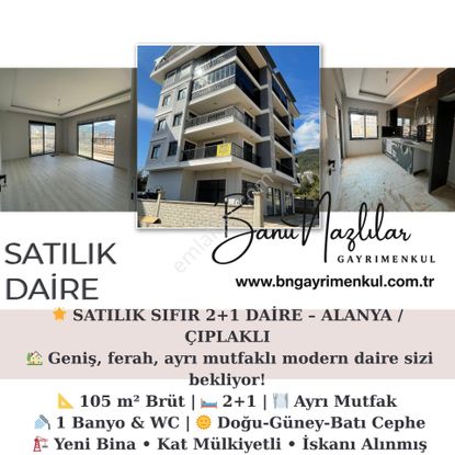 Alanya Çıplaklı 2+1 Sıfır Havuzlu Ayrı Mutfak