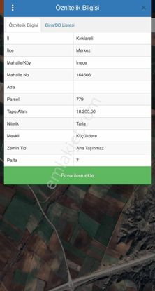 Emlakyap Tan Kırklareli İnece De 18200 M2 Satılık Tarla