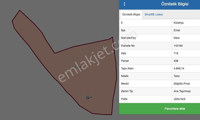 Kütahya Emet Dere Yatırımlık Fırsat Satılık Arazi Tarla