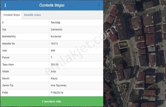 Emlakyaptan Çerkezköy Kızılpınarda Ticari+konut İmarlı Arsa