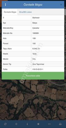 Balnova Dan Balya Çakallar Mah. 6040 M2 Satılık Tarla