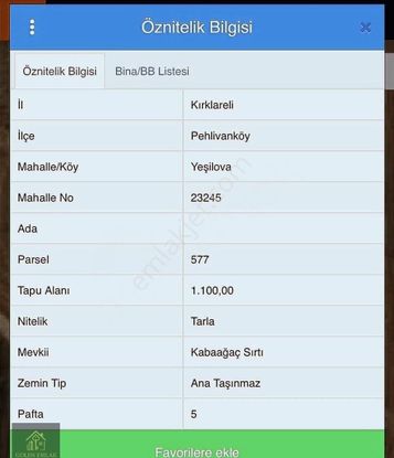 Kırklareli Pehlivanköy Yatırımlık 1100m2 Fırsat Tarla