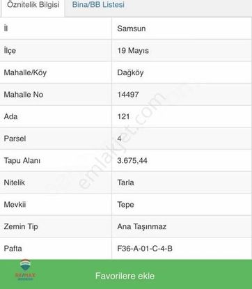 Re/max Eda'dan 19 Mayıs Baraj Ve Doğa Manzaralı Tarla