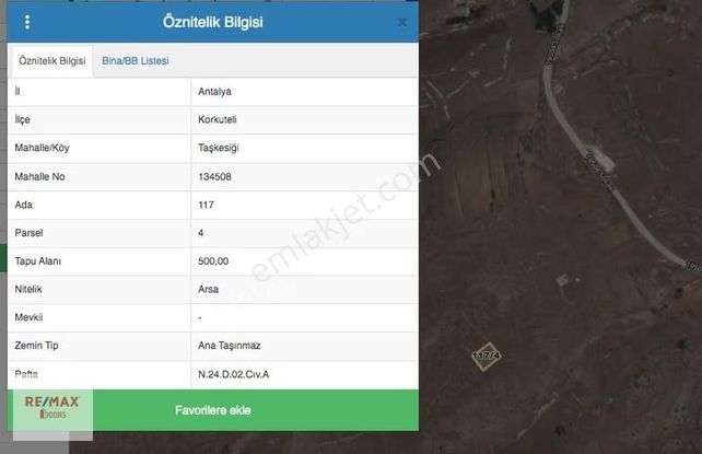 Korkuteli Taşkesiği 500 M2 Müstakil Arsa
