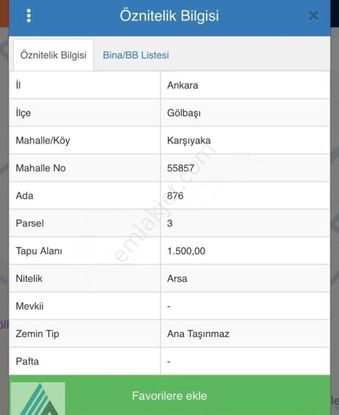 Atanora Vadi'den Satılık Gölbaşı Karşıyaka 1500 M2 Villa Parseli