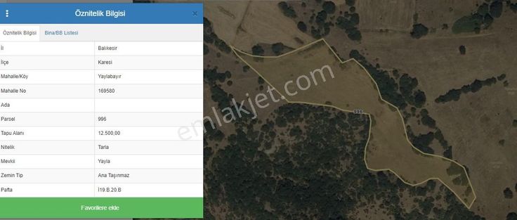 Mir'den Balıkesir Karesi Yaylabayır'da 12.500 M2 Satılık Tarla
