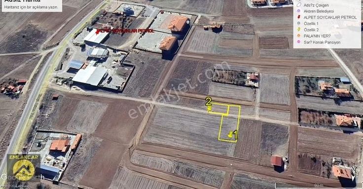 Emlakcar Dan Akören Tülce 428+840m² Satılık İmarlı Arsalar