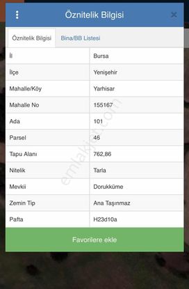 Bm Real Estate Yenişehir Yarhisar'da Tek Tapu 762 M2 Tarla