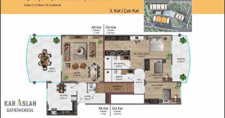 Başiskele Paşadağda Projeden Satılık Geniş 3+1 Çatı Dublex Daire