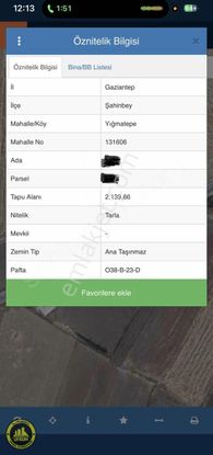 Ufkun'dan Şahinbey Yığmatepe Yatırımlık Fırsat Bağ Evlik Arsa