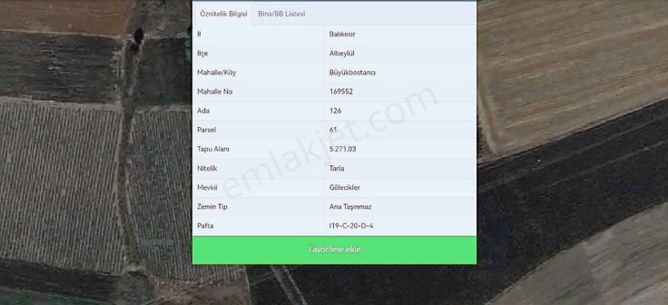 Mir'den Balıkesir Büyükbostancı Mah'de 5271 M2 Satılık Tarla