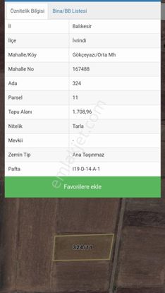 Mir'den Balıkesir Gökçeyazı/orta Mah. 1709 M2.suyu Olan Tarla
