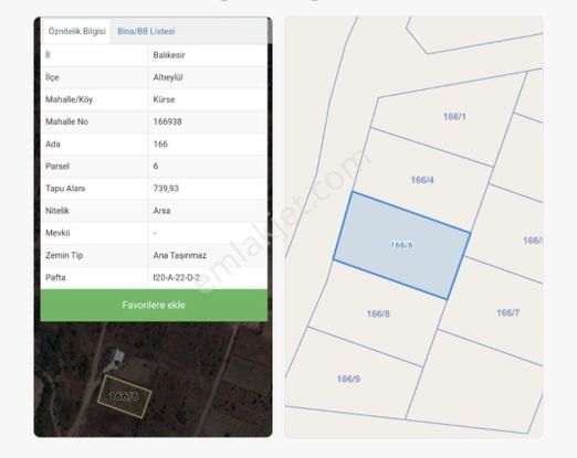 Mir'den Balıkesir/altıeylül Kürse 739.00 M2. Arsa 2.kata İmarlı