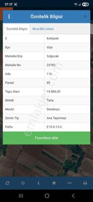 Orman Cephe 20 Dönüm Tek Tapu Tarla