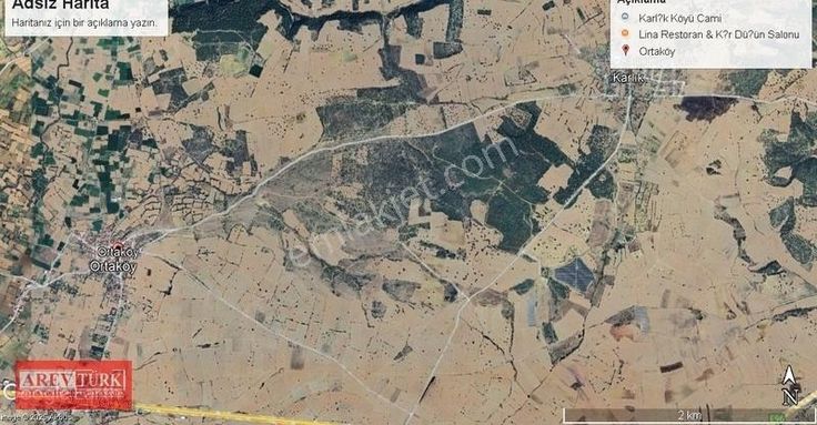 Arevtürk'den Ortaköy'de Satılık 63 Dönüm Palamutlu Tarla