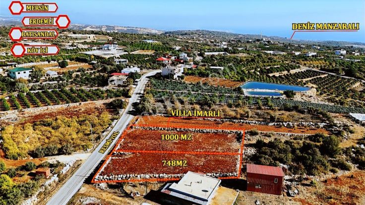 Erdemli Denize 7 Km Satılık Villa Arsası 748 M² Deniz Manzaralı