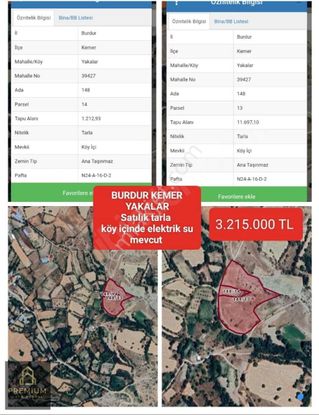 13 Dönüm Su Ve Elektrik Sorunu Yok - Satılık Tarla Burdur Kemer
