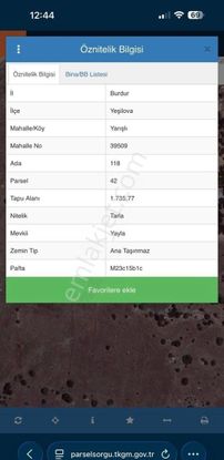 Burdur Yeşilova Yarışlı’da Satılık 1.735 M2