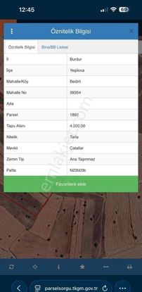Burdur Yeşilova Bedirli’de Satılık 4.200 M2