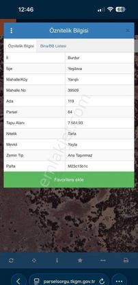 Burdur Yeşilova Yarışlı’da Satılık 7.584 M2