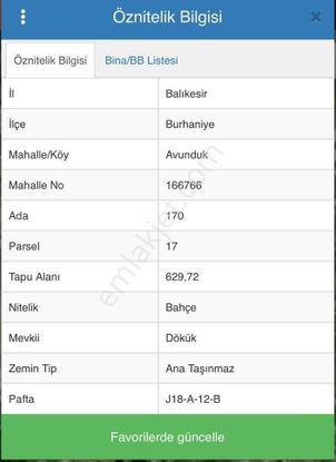 Balıkesir Burhaniye Avunduk Bölgesinde Satılık Yayla Bahçesi