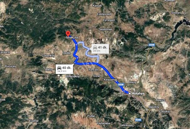 Kütahya Merkez İshakçılar Mah.1.387m² Tarla Satılıktır