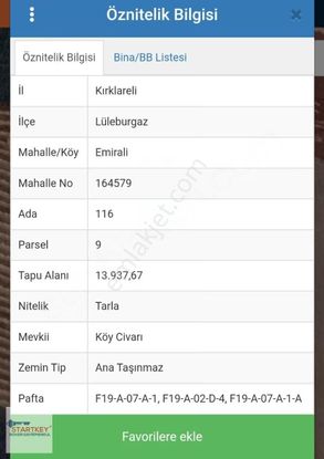 Lüleburgaz Emirali'de Satılık Tarla