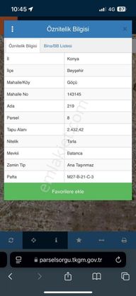 Konya Beyşehir De Satılık Tek Tapu Tarla