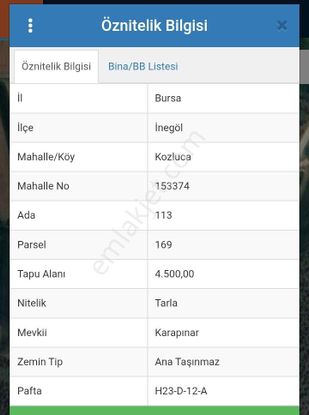 Bursa İnegöl Kozluca Mah Yolu Suyu Elektiriği Olan 4.500m2 Satılık Tarla