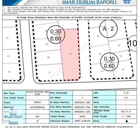 Yalova Merkez Gop Full Deniz Manzaralı Satılık Arsa