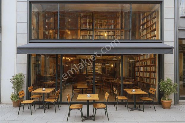 Cadde Üzerinde Kütüphane Konseptli Devren Kiralık Kafe