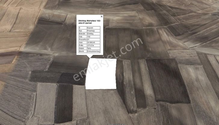 Pınarbaşı Dikilitaş Ta Satılık 30.000 Metrekare Tek Tapu Tarla