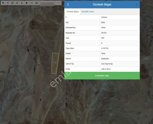 Ankara Bala Afşarda 4187m2 Tek Tapu Tarla Karadeniz Emlaktan
