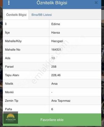 Edirne Havsa'da Hacıgazi Mahallesi 230m2 İmarlı Arsa