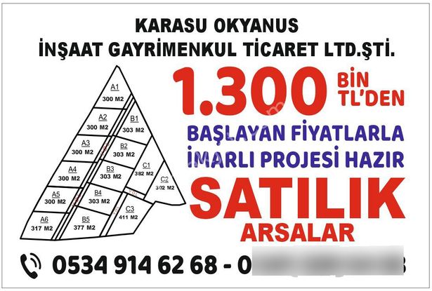 Karasu'da Projeli Ruhsatlı İmarlı Arsalar