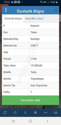 Talas Kamber De Satılık Tarla