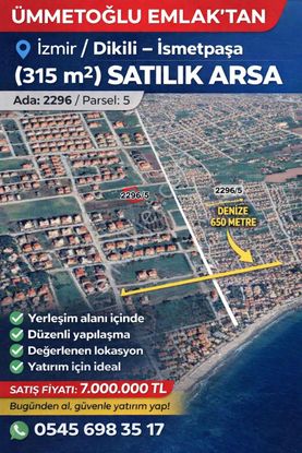 Dikili Ümmetoğlu'ndan Villa İmarlı Arsa Denize 650 Metre