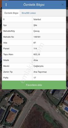 Şile Çavuş Mahallesinde Villa İmarlı 602 M2 Satılık Arsa