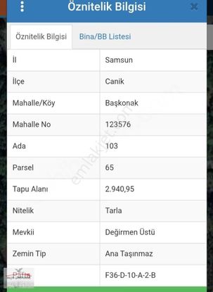 Samsun Canik Başkonak Da Fındık Bahçesi Yola Cephe