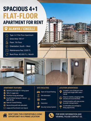 Alanya Cikcilli 4+1 Apartment For Rent